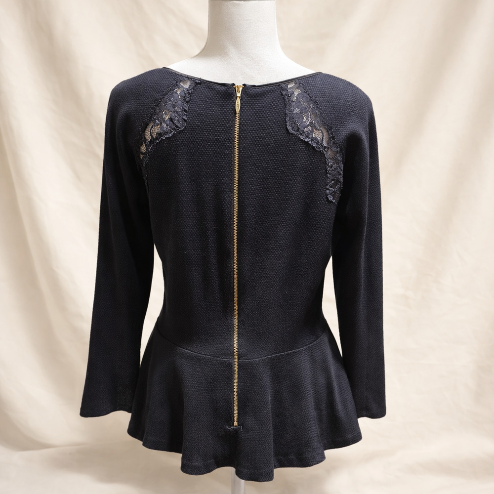Juicy Couture Vintage Size 12 Peplum Coquette Y2K Academia Top Lace Zip Back - Picture 2 of 9